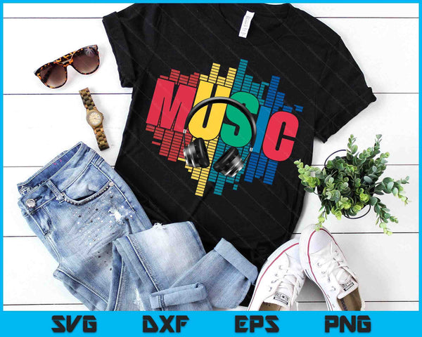 Electronic Music Lover DJ Retro Headphones SVG PNG Digital Printable Files