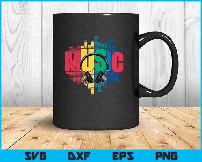 Electronic Music Lover DJ Retro Headphones SVG PNG Digital Printable Files