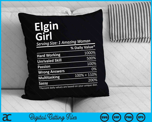 Elgin Girl IL Illinois Funny City Home Roots SVG PNG Archivos de corte digital