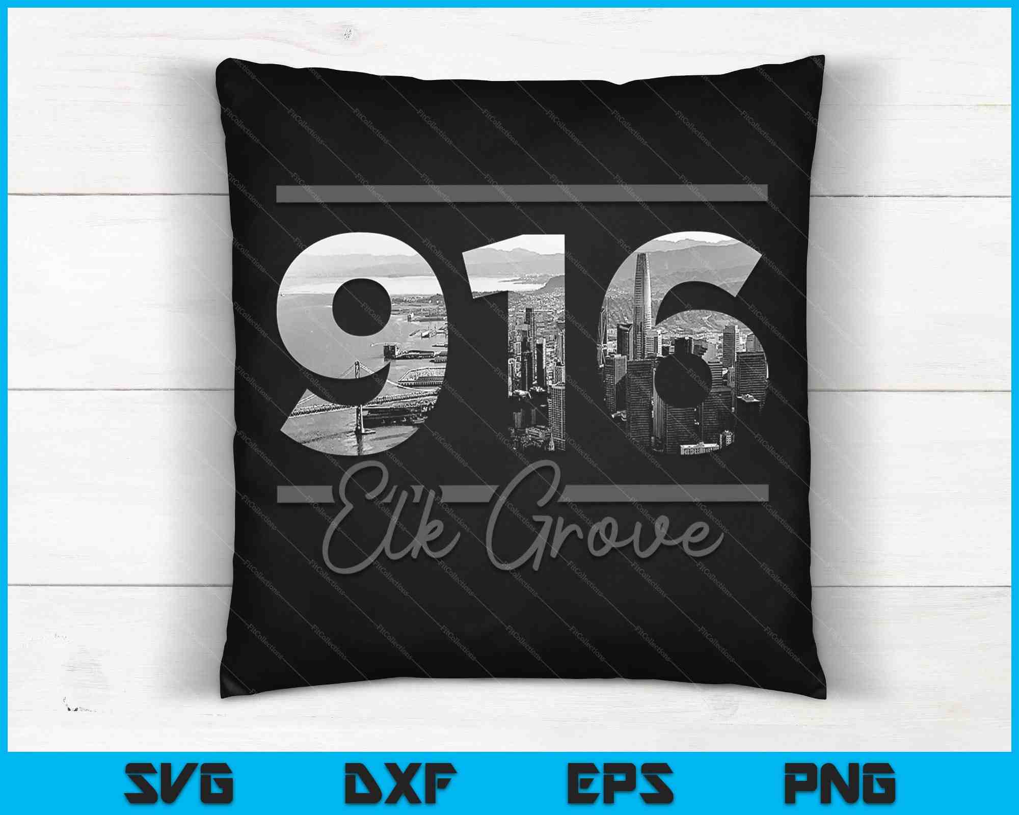Elk Grove 916 Area Code Skyline California Vintage SVG PNG Files ...