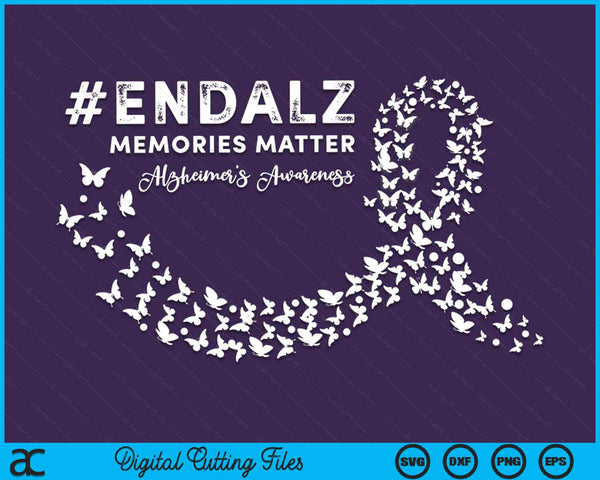 Einde Alz herinneringen zijn belangrijk dementie Alzheimer bewustzijn SVG PNG digitale snijbestanden 
