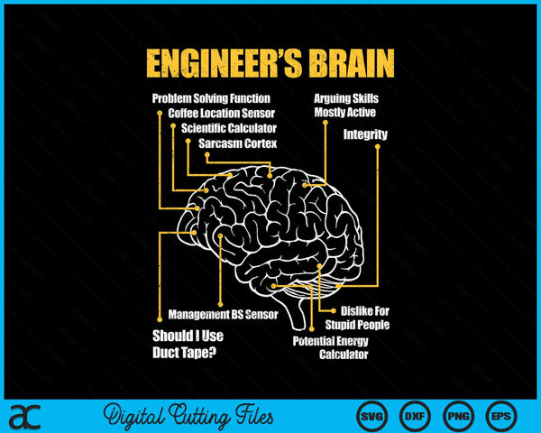 Engineer's Brain Funny Sarcastic Engineering SVG PNG Digital Cutting File