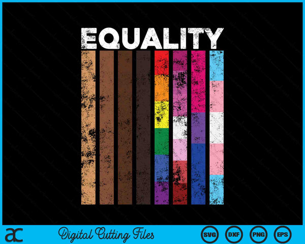 Gelijkheid Black LGBT Pride Rainbow Lesbian Gay Bi Trans SVG PNG digitale afdrukbare bestanden