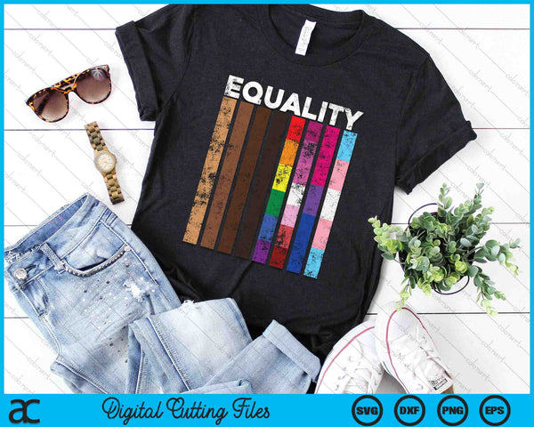 Gelijkheid Black LGBT Pride Rainbow Lesbian Gay Bi Trans SVG PNG digitale afdrukbare bestanden