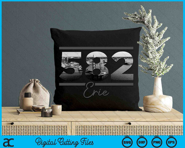 Erie 458 Area Code Skyline Pennsylvania Vintage SVG PNG Digital Cutting Files