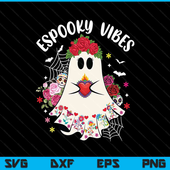 Espooky Vibes Concha Day Of The Dead Mexican Halloween Ghost SVG PNG Digital Printable Files