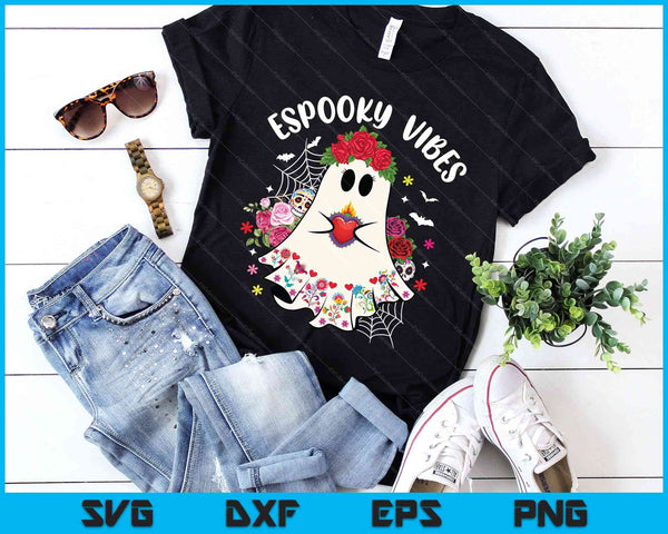 Espooky Vibes Concha Day Of The Dead Mexican Halloween Ghost SVG PNG Digital Printable Files