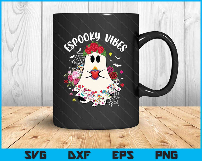 Espooky Vibes Concha Day Of The Dead Mexican Halloween Ghost SVG PNG Digital Printable Files