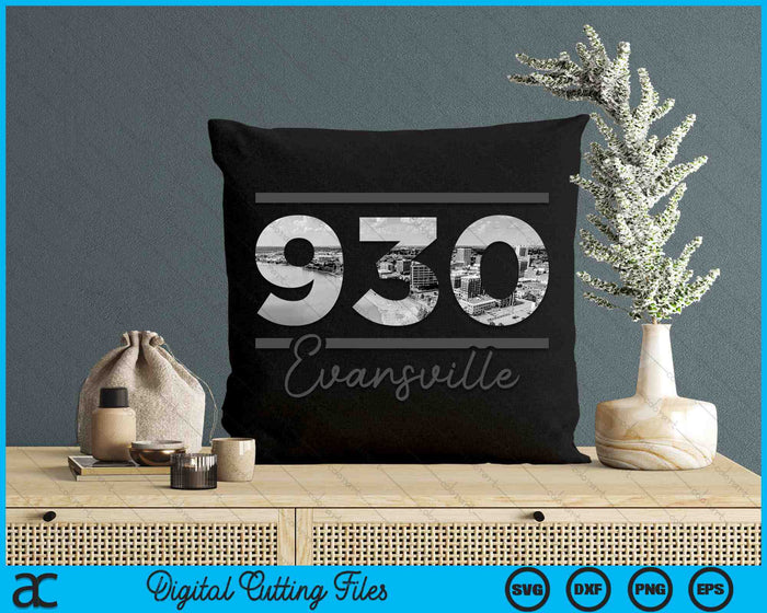 Evansville 930 Area Code Skyline Indiana Vintage SVG PNG Digital Cutting Files