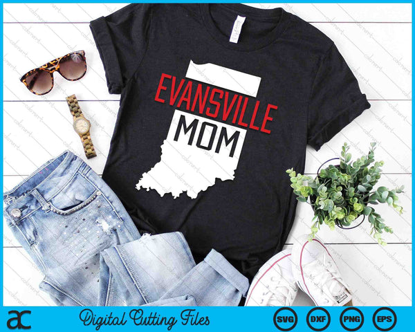 Evansville Mom Indiana State Map Gift SVG PNG Digital Printable Files