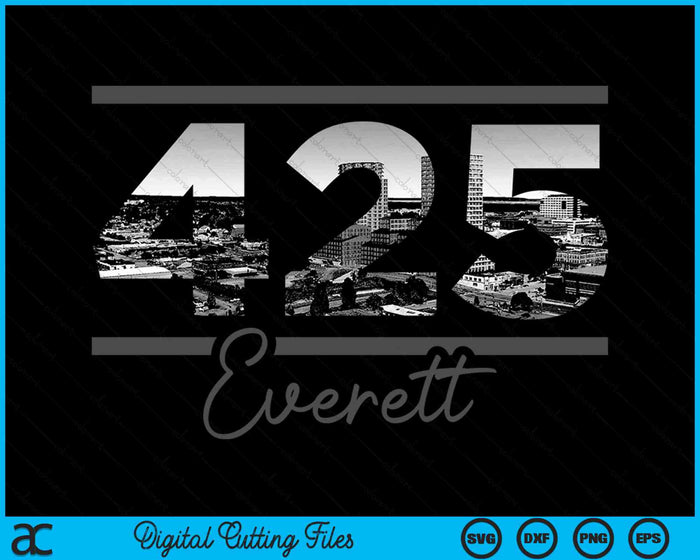 425 Area Code State Everett 425 Area Code Skyline Washington Vintage SVG PNG Cutting Files ...