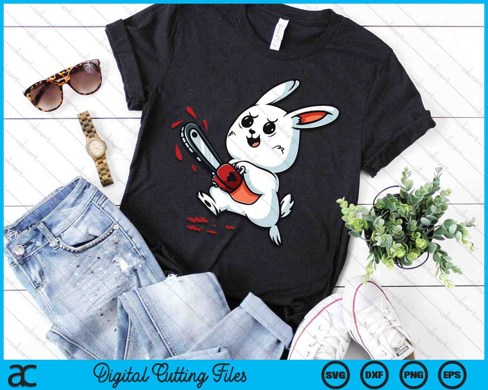 Evil Bunny Kawaii Cute Easter Rabbit With Chainsaw Halloween SVG PNG Digital Cutting Files