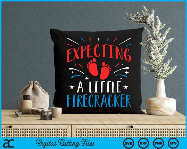 Expecting A Little Firecracker Fourth Of July Pregnancy Reveal SVG PNG Digital Cutting File