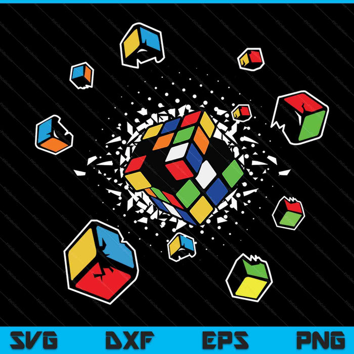 Exploderende kubus Speed ​​Cubing puzzel Master SVG PNG digitale snijbestanden