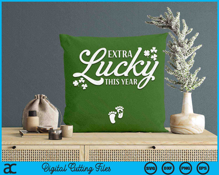 Extra Lucky This Year St Patricks Day Pregnancy Announcement SVG PNG Digital Printable Files