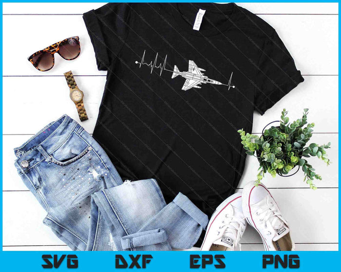 F-4 Phantom Schematic Airplane Pulse Ekg Pilot F4 Heartbeat SVG PNG Digital Printable Files