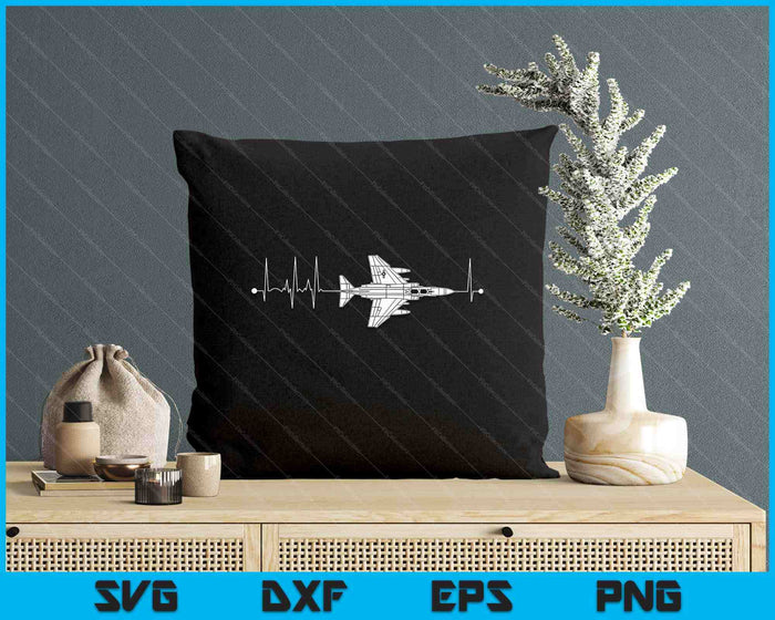 F-4 Phantom Schematic Airplane Pulse Ekg Pilot F4 Heartbeat SVG PNG Digital Printable Files