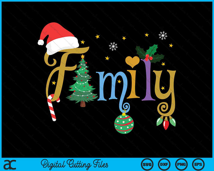 FAMILIE brieven kerststijl hou van mijn familie kerst SVG PNG digitale snijbestanden
