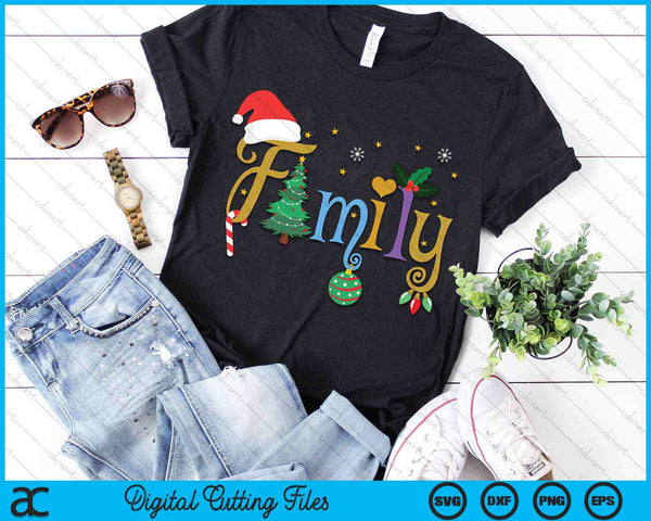 FAMILY Letters Christmas Style Love My Family Christmas SVG PNG Digital Cutting Files