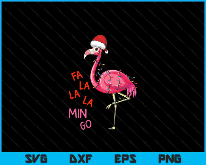 Fa La La Mingo Flamingo Christmas Tropical Xmas Tree Lights SVG PNG Digital Cutting Files