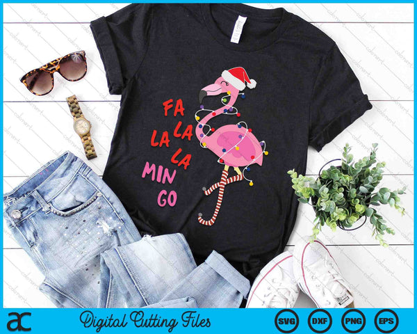 Fa La La Mingo Flamingo Christmas Tropical Xmas Tree Lights SVG PNG Digital Cutting Files