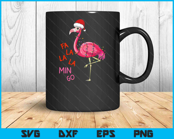 Fa La La Mingo Flamingo Christmas Tropical Xmas Tree Lights SVG PNG Digital Cutting Files