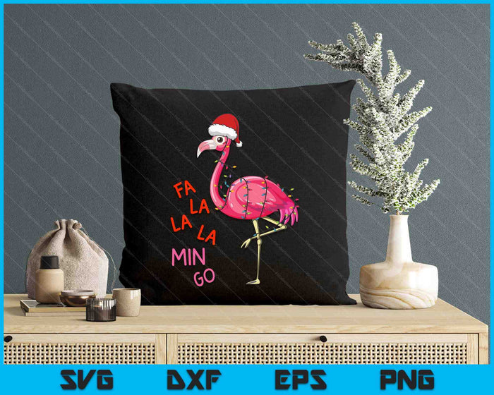 Fa La La Mingo Flamingo Christmas Tropical Xmas Tree Lights SVG PNG Digital Cutting Files