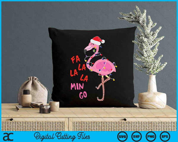 Fa La La Mingo Flamingo Christmas Tropical Xmas Tree Lights SVG PNG Digital Cutting Files