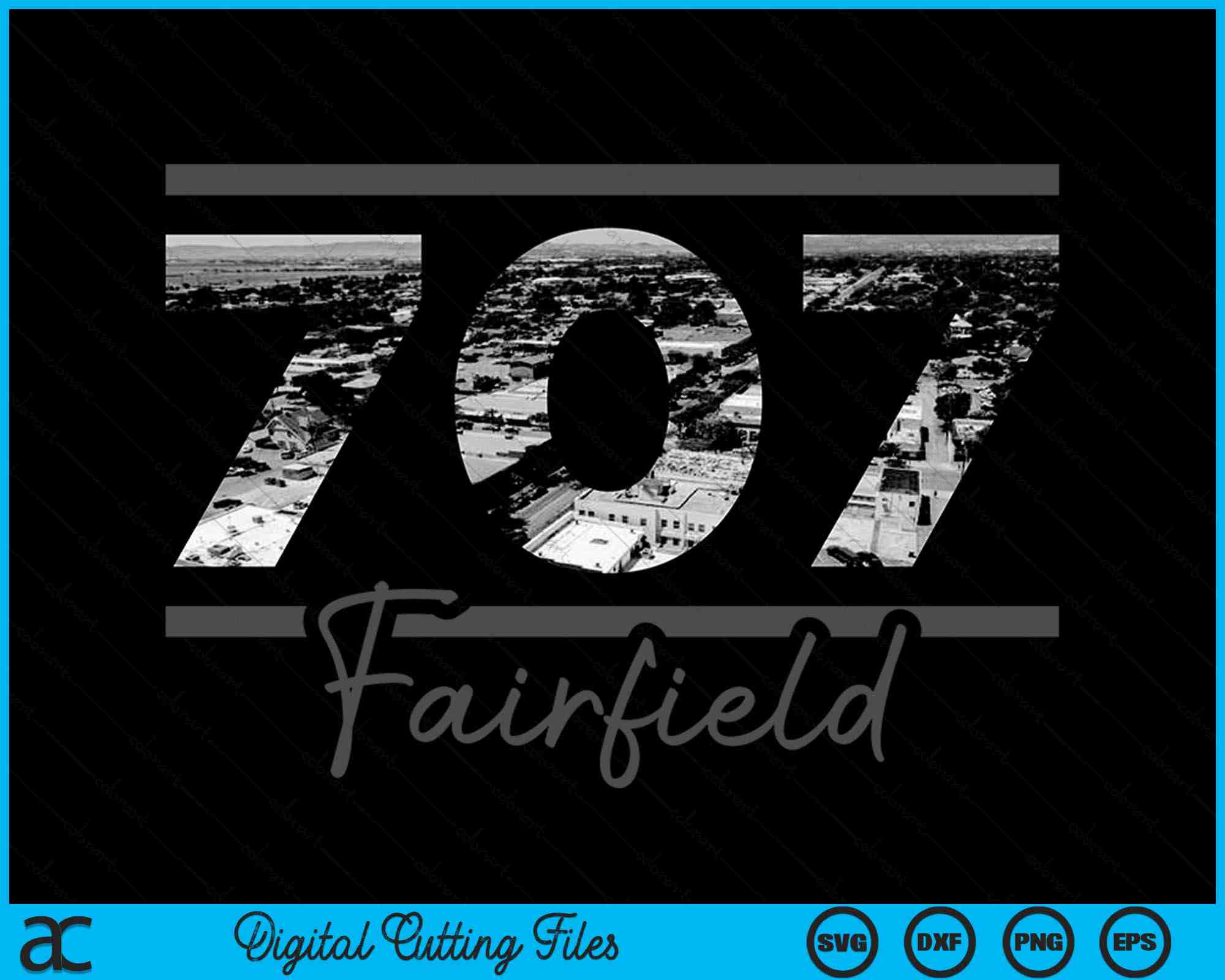 Area Code 707 Fairfield 707 Area Code Skyline California Vintage SVG Cutting Files ...