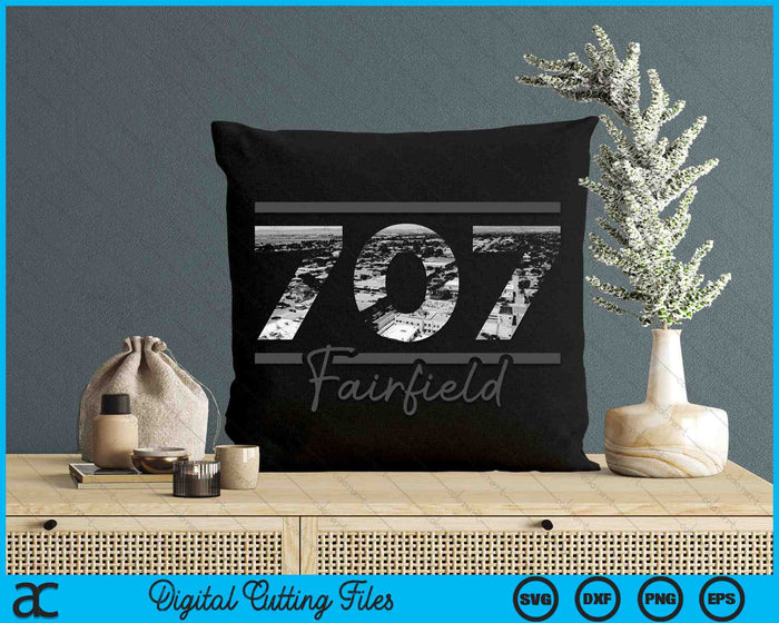 Fairfield 707 Area Code Skyline California Vintage SVG PNG Digital Cutting Files