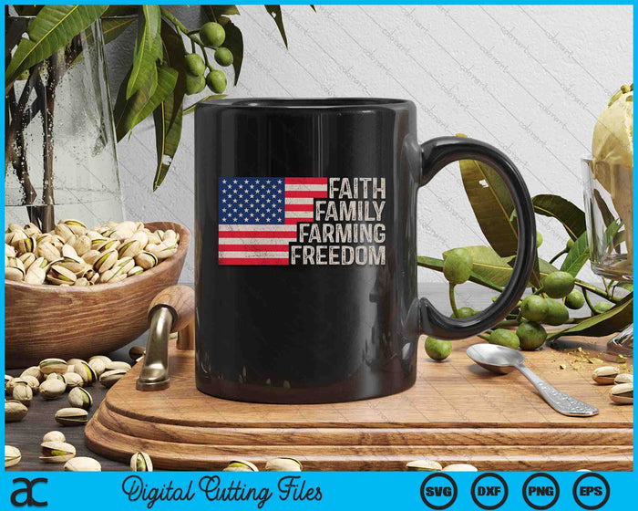 Faith Family Farming Freedom American Flag 4th Of July SVG PNG Digital Cutting File