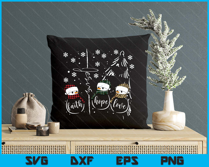 Faith Hope Love Jesus Snowman Plaid Leopard Christmas SVG PNG Digital Printable Files