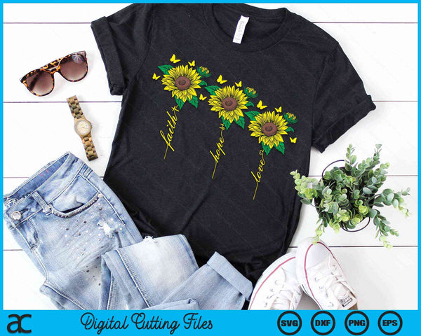 Faith Hope Love Sunflower Christian Gifts SVG PNG Digital Cutting Files