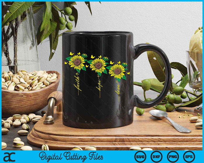 Faith Hope Love Sunflower Christian Gifts SVG PNG Digital Cutting Files