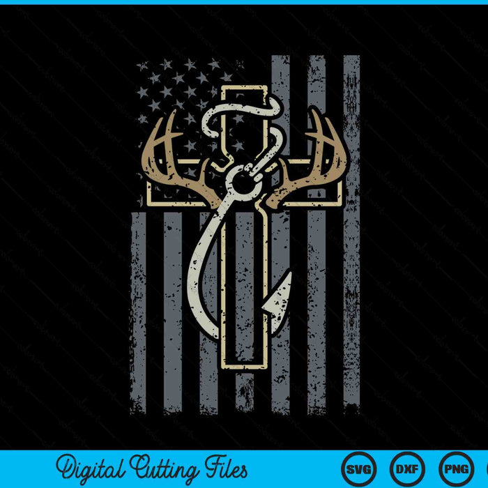 Faith Hunting Fishing Christian Hunter Fisherman ON BACK SVG PNG Digital Cutting Files