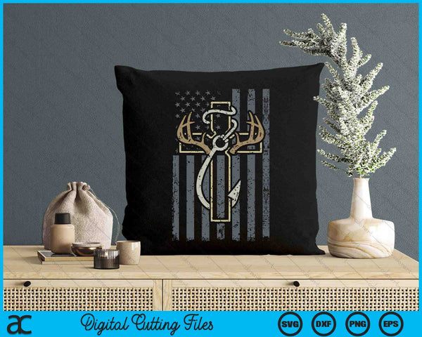 Faith Hunting Fishing Christian Hunter Fisherman ON BACK SVG PNG Digital Cutting Files