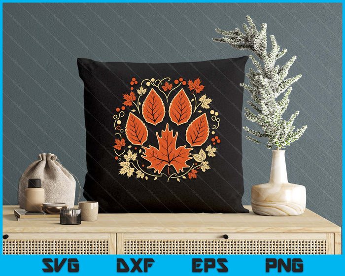 Fall Autumn Leaf Dog Paw Print Pets Puppy Owner Dogs Lover SVG PNG Digital Printable Files