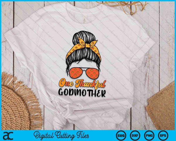 Fall Bun One Thankful Godmother Thanksgiving Nursing RN SVG PNG Digital Printable Files - on a t-shirt