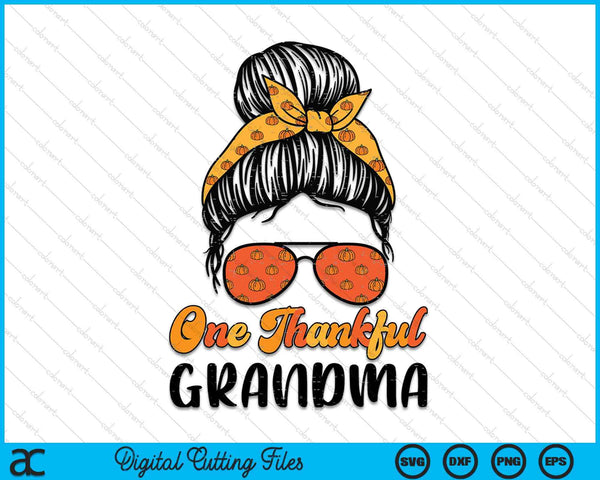 Fall Bun One Thankful Grandma Thanksgiving Nursing RN SVG PNG Digital Printable Files