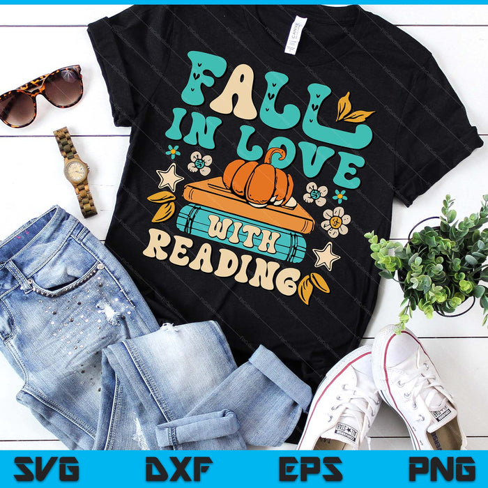 Fall In Love With Reading Book Autumn Pumpkins And Teachers SVG PNG Digital Printable Files