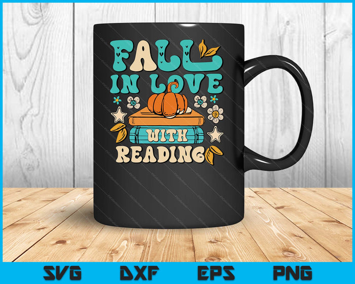 Fall In Love With Reading Book Autumn Pumpkins And Teachers SVG PNG Digital Printable Files