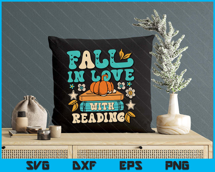 Fall In Love With Reading Book Autumn Pumpkins And Teachers SVG PNG Digital Printable Files