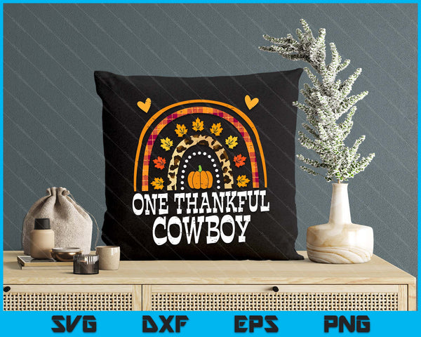 Fall Rainbow One Thankful Cowboy Thanksgiving Fall SVG PNG Digital Printable Files