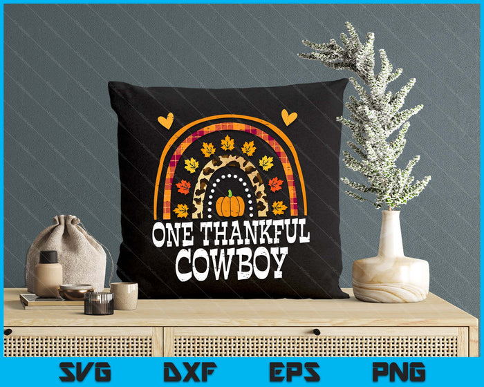 Fall Rainbow One Thankful Cowboy Thanksgiving Fall SVG PNG Digital Printable Files