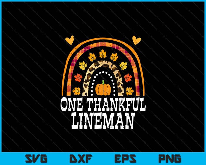 Fall Rainbow One Thankful Lineman Thanksgiving Fall SVG PNG Digital Printable Files