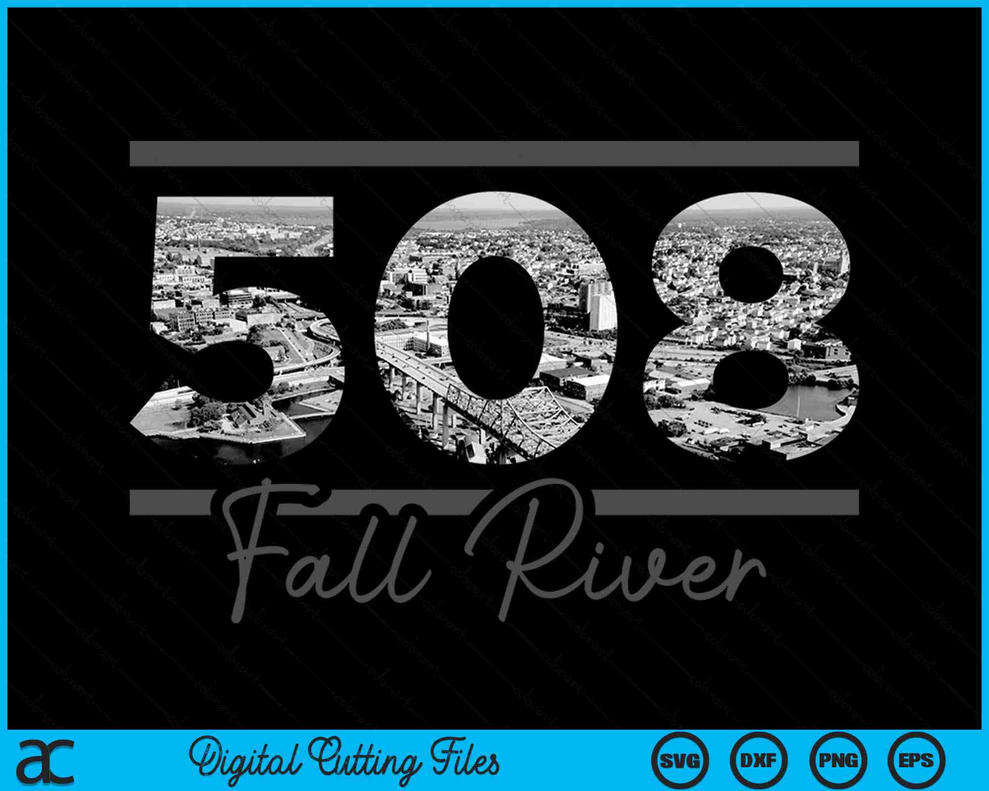 508 Area Code Sticker Fall River 508 Area Code Skyline Massachusetts Vintage SVG PNG Files ...