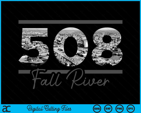 Fall River 508 Netnummer Skyline Massachusetts Vintage SVG PNG digitale snijbestanden