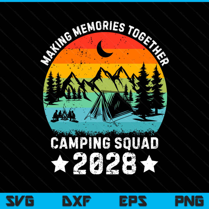 Family camping squad est 2028 retro camping crew camper camp SVG cut file
