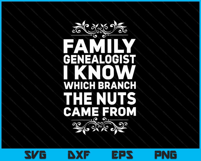 Familiegenealoog Ik weet welke tak de noten afkomstig zijn van SVG PNG digitale snijbestanden