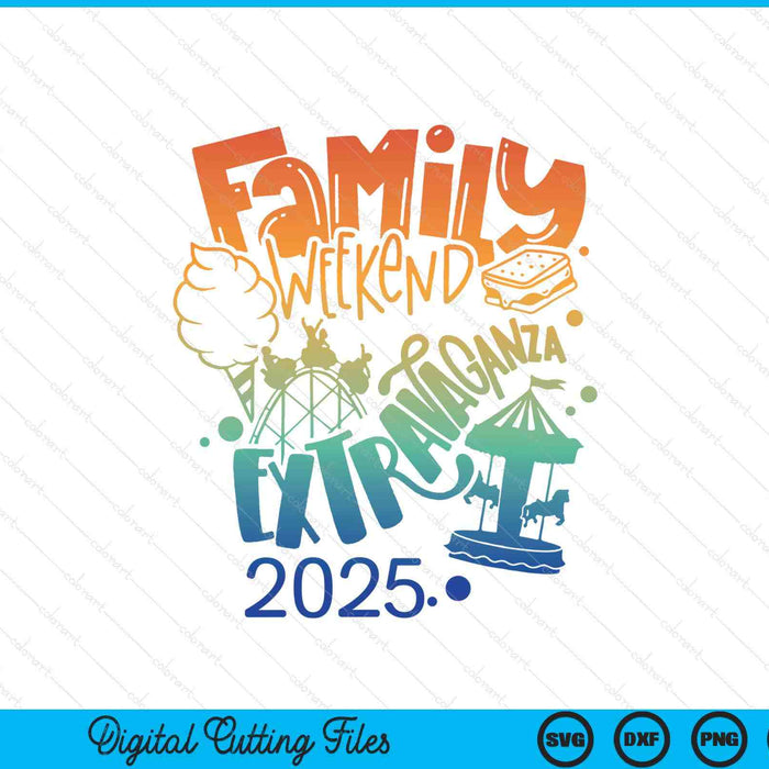 Family weekend theme park rollercoaster cotton candy rides s'mores carousel SVG cut file